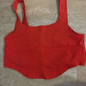 Free people movement ribbed red corset sports bra